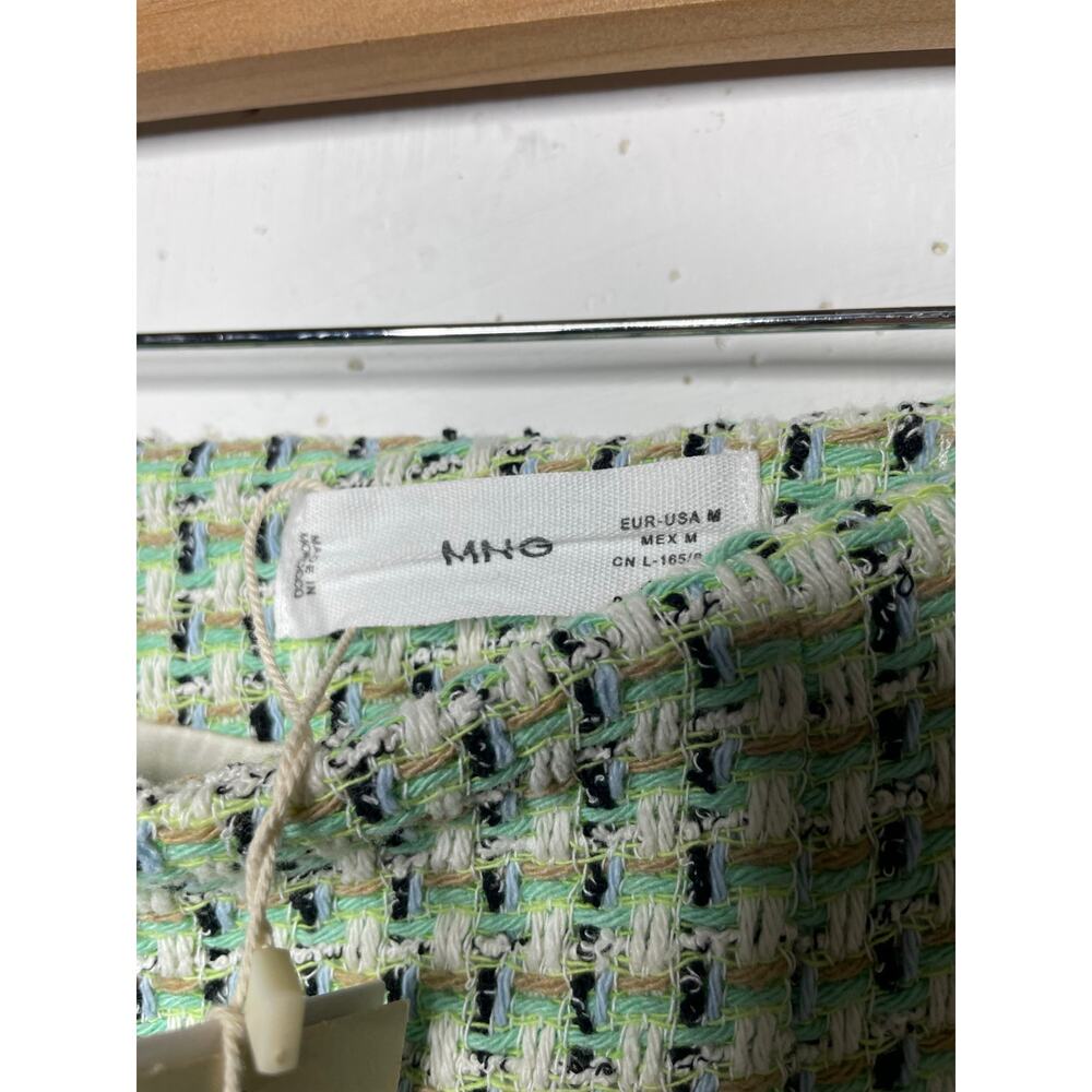 NEW MNG TMango Tweed Mini Skirt Pastel Green Size Medium - Picture 3 of 6